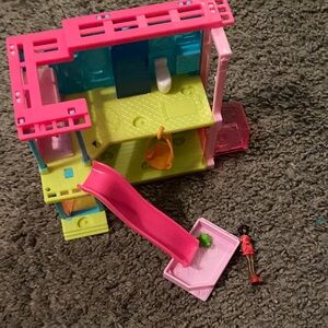 Colorful Playhouse with Slide and Doll